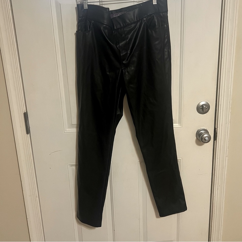 Womens faux leather black pants